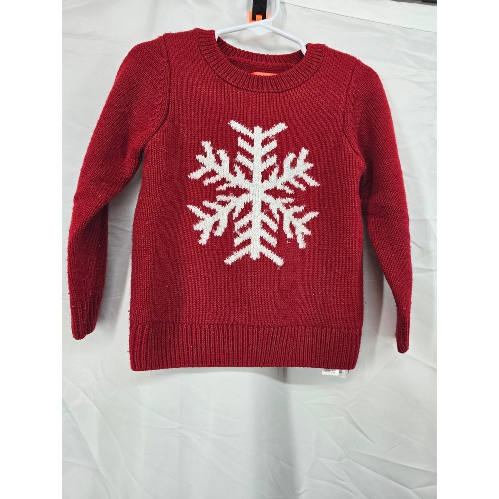 Joe Fresh Toddler Red Snowflake Knit Sweater Holiday Winter Crewneck Size 3 Year